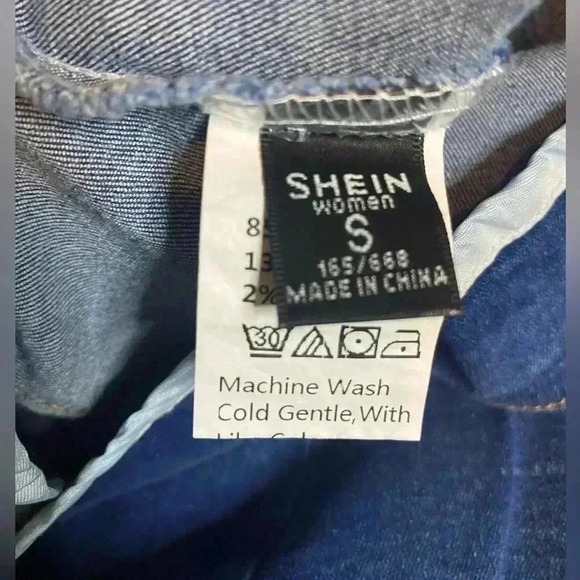 SHEIN Blue Chambray Miniskirt Size Small - Picture 2 of 2